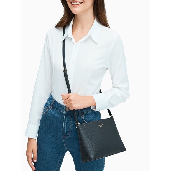 New Kate Spade Harlow Pebble Leather Crossbody Black - Picture 4 of 4